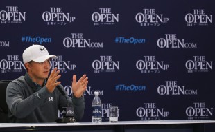 ST ANDREWS, SCOTLAND - JULY 15:  Jordan Spieth of the United States speaks at a press conference ahead of the 144th Open Championship at The Old Course on July 15, 2015 in St Andrews, Scotland.  (Photo by Mike Ehrmann/Getty Images)